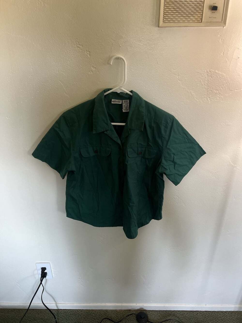 Cabin Creek Vintage Women's Forest Green Short Sleeve Button-Down Work Shirt
